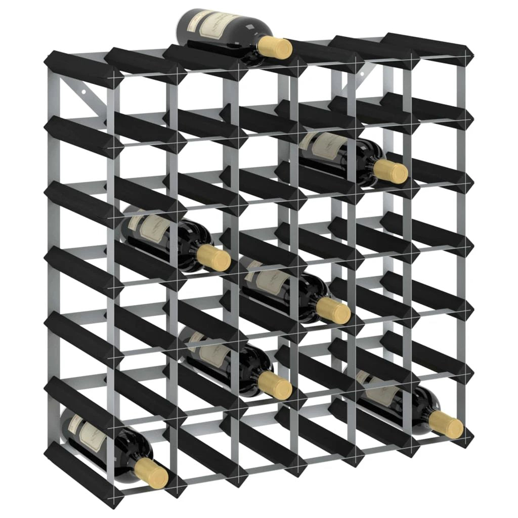 vidaXL Wine Rack for 12 Bottles Black Solid Pine Wood - Wine Rack