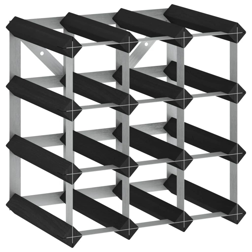 vidaXL Wine Rack for 12 Bottles Black Solid Pine Wood - Wine Rack