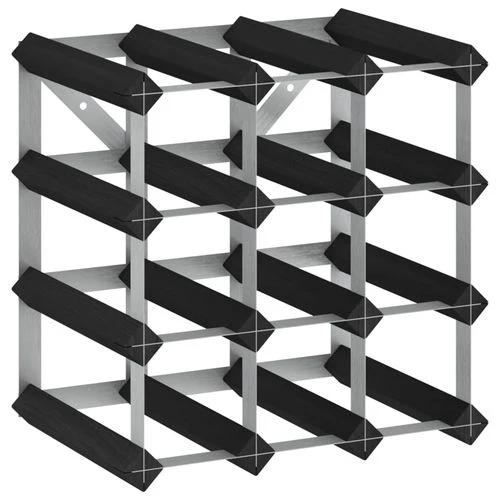 vidaXL Wine Rack for 12 Bottles Black Solid Pine Wood by vidaXL