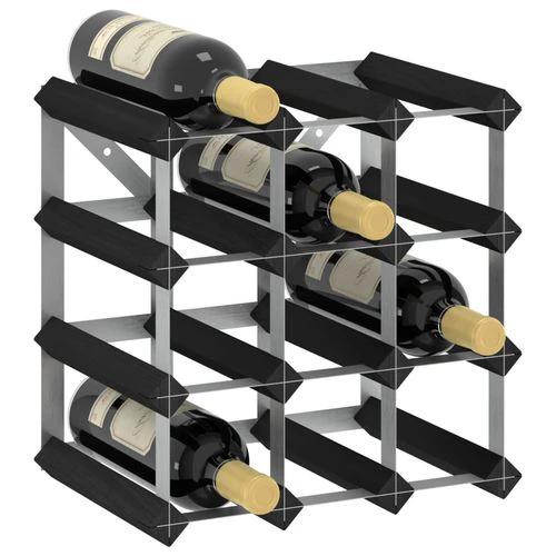vidaXL Wine Rack for 12 Bottles Black Solid Pine Wood by vidaXL