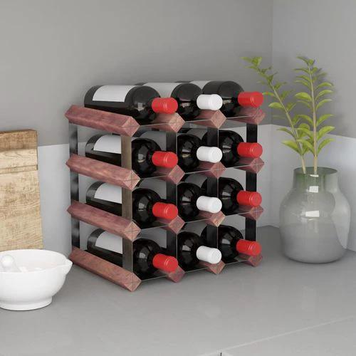 vidaXL Wine Rack for 12 Bottles Brown Solid Wood Pine by vidaXL