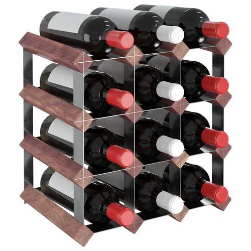 vidaXL Wine Rack for 12 Bottles Brown Solid Wood Pine by vidaXL