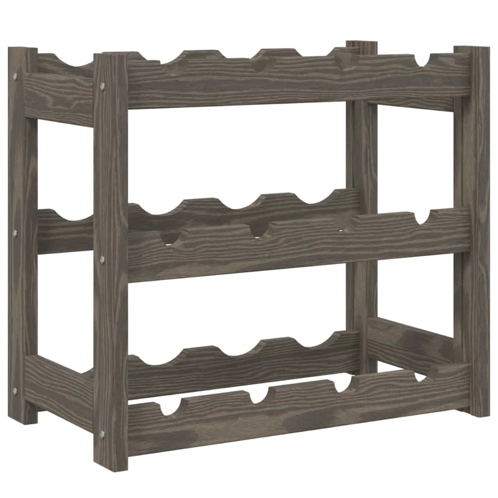 vidaXL vidaXL Wine Rack for 12 Bottles Grey Solid Wood Pine - Wine Rack