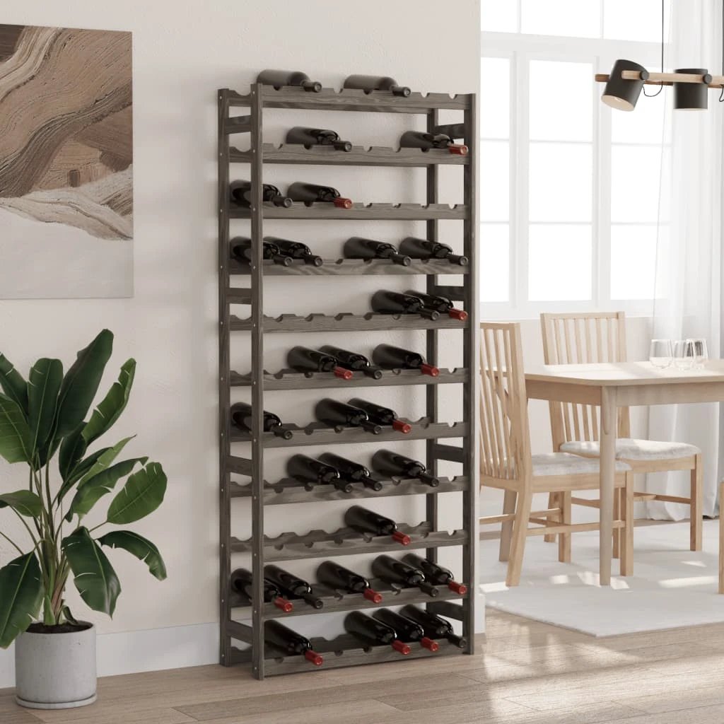 vidaXL vidaXL Wine Rack for 12 Bottles Grey Solid Wood Pine - Wine Rack