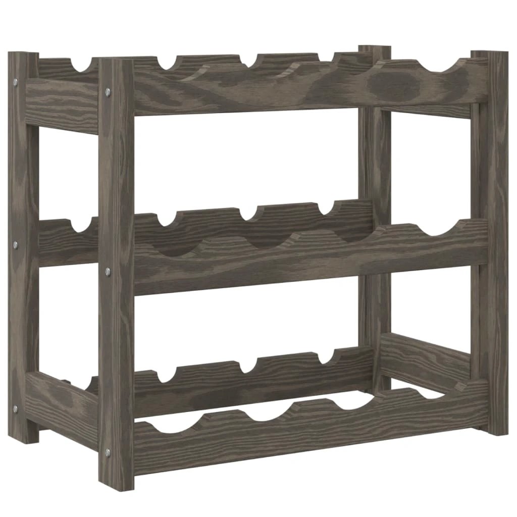 vidaXL vidaXL Wine Rack for 12 Bottles Grey Solid Wood Pine - Wine Rack