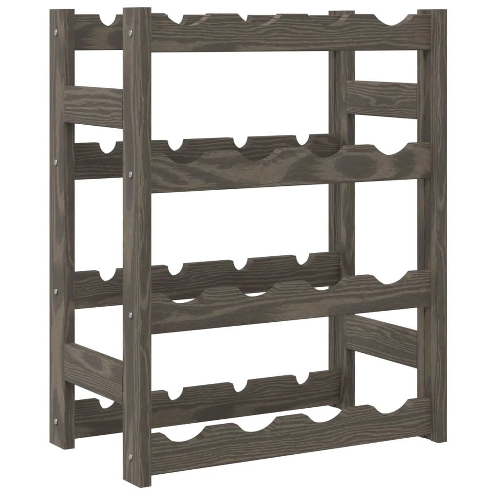 vidaXL vidaXL Wine Rack for 12 Bottles Grey Solid Wood Pine - Wine Rack