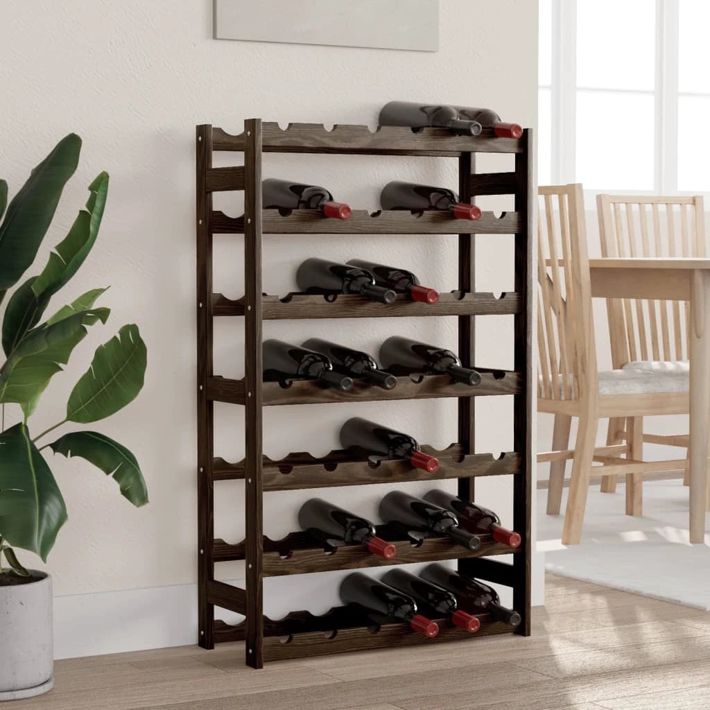 vidaXL Wine Rack for 12 Bottles Grey Solid Wood Pine by vidaXL
