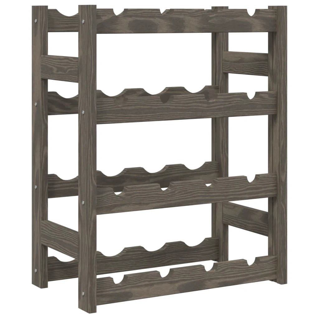 vidaXL vidaXL Wine Rack for 12 Bottles Grey Solid Wood Pine - Wine Rack
