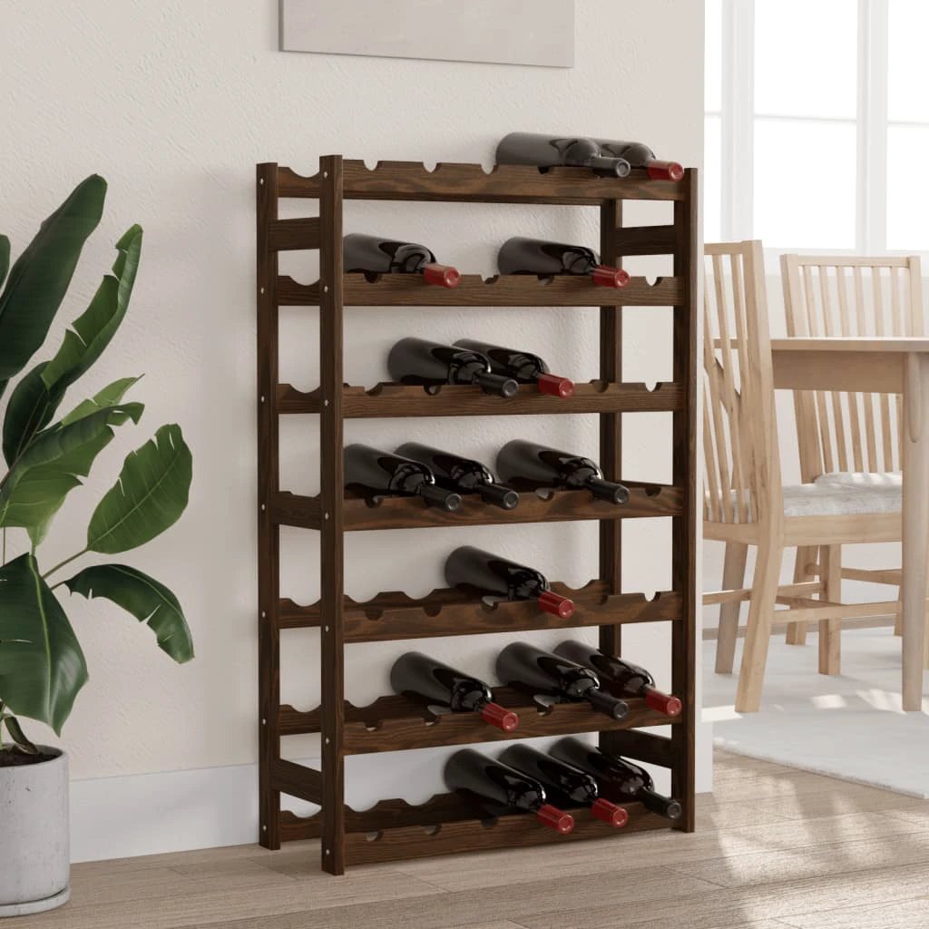vidaXL Wine Rack for 12 Bottles Grey Solid Wood Pine by vidaXL