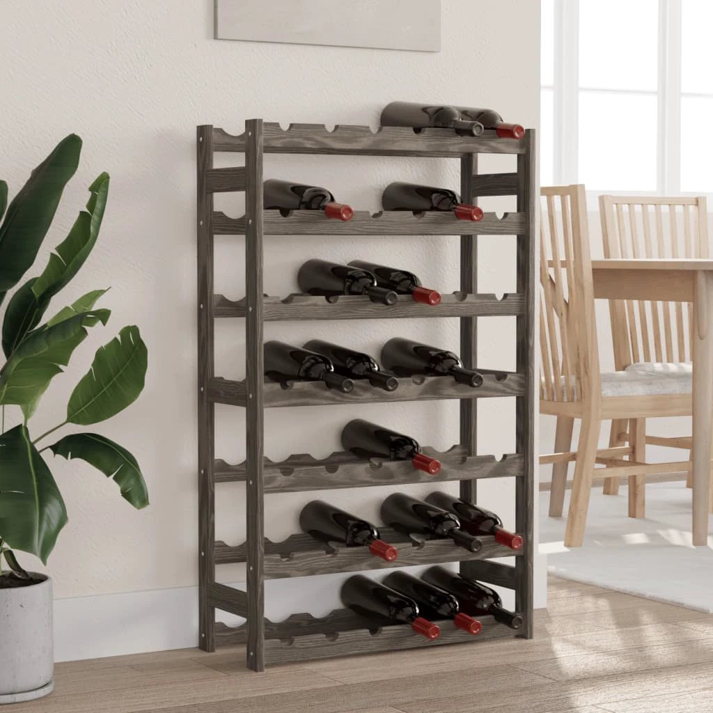 vidaXL Wine Rack for 12 Bottles Grey Solid Wood Pine by vidaXL