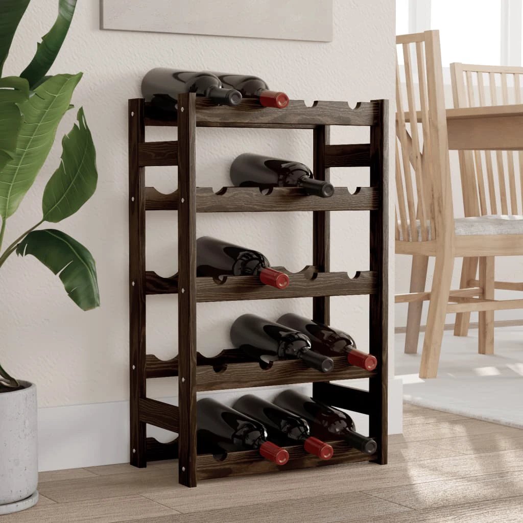 vidaXL vidaXL Wine Rack for 12 Bottles Grey Solid Wood Pine - Wine Rack