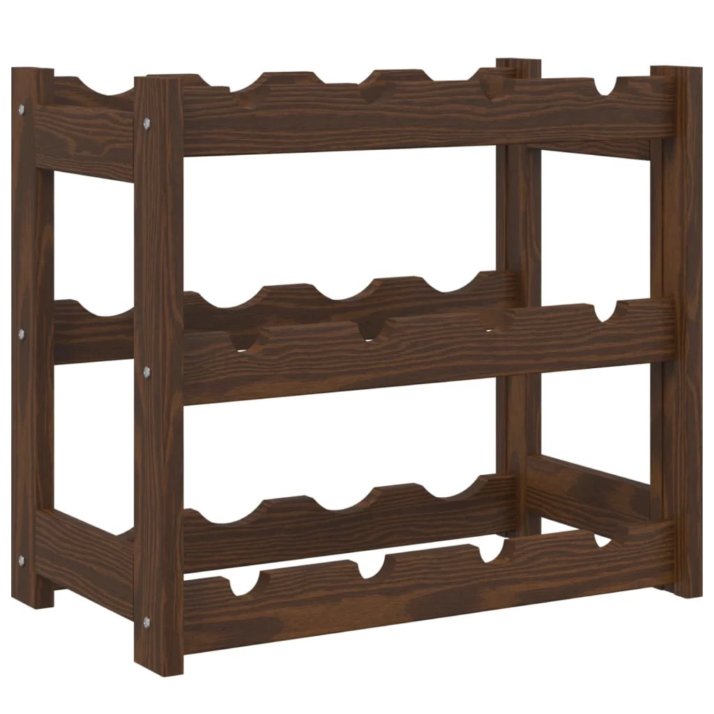 vidaXL Wine Rack for 12 Bottles Grey Solid Wood Pine by vidaXL