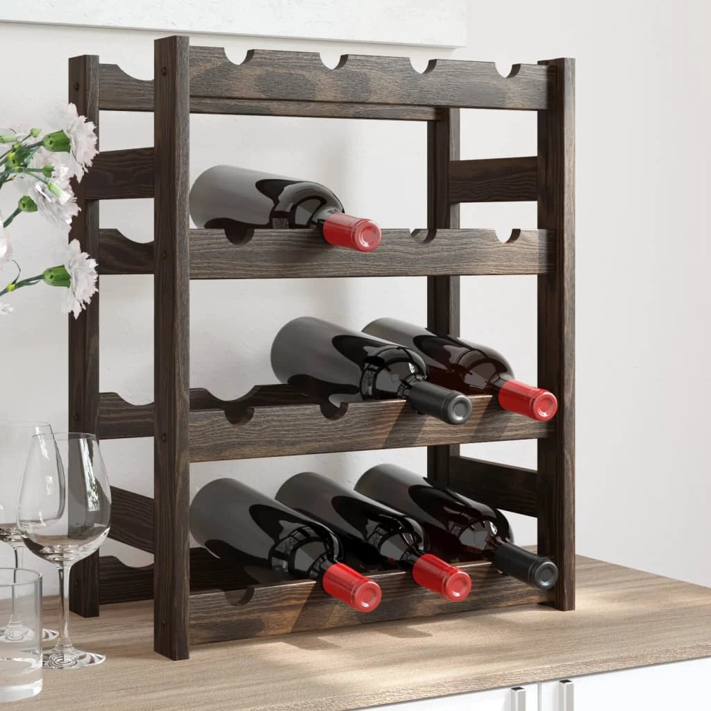vidaXL vidaXL Wine Rack for 12 Bottles Grey Solid Wood Pine - Wine Rack