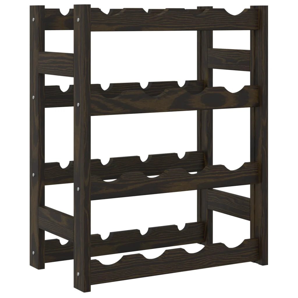 vidaXL Wine Rack for 12 Bottles Grey Solid Wood Pine by vidaXL
