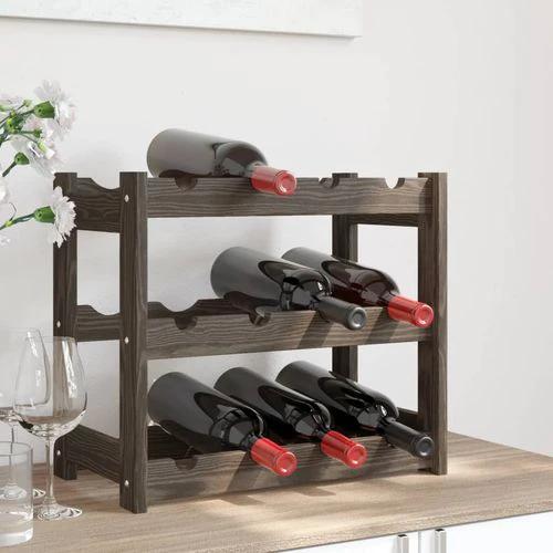 vidaXL Wine Rack for 12 Bottles Grey Solid Wood Pine by vidaXL