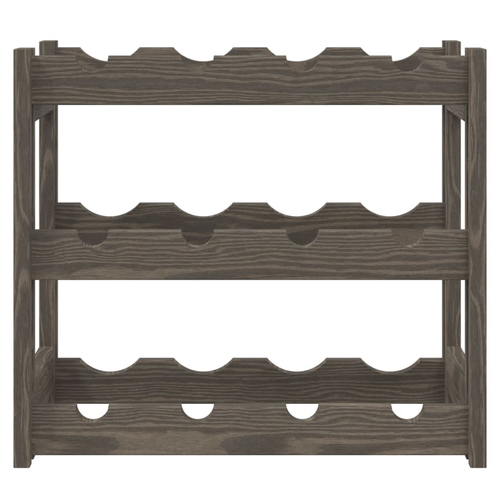 vidaXL Wine Rack for 12 Bottles Grey Solid Wood Pine by vidaXL