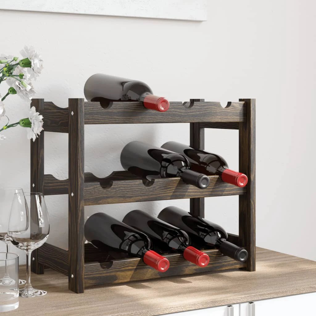 vidaXL Wine Rack for 12 Bottles Grey Solid Wood Pine by vidaXL