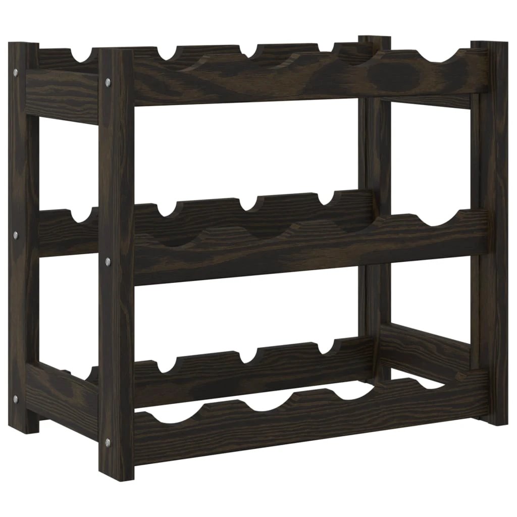 vidaXL Wine Rack for 12 Bottles Grey Solid Wood Pine by vidaXL