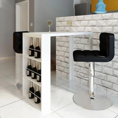Bar Table MDF with Wine Rack High Gloss White by vidaXL