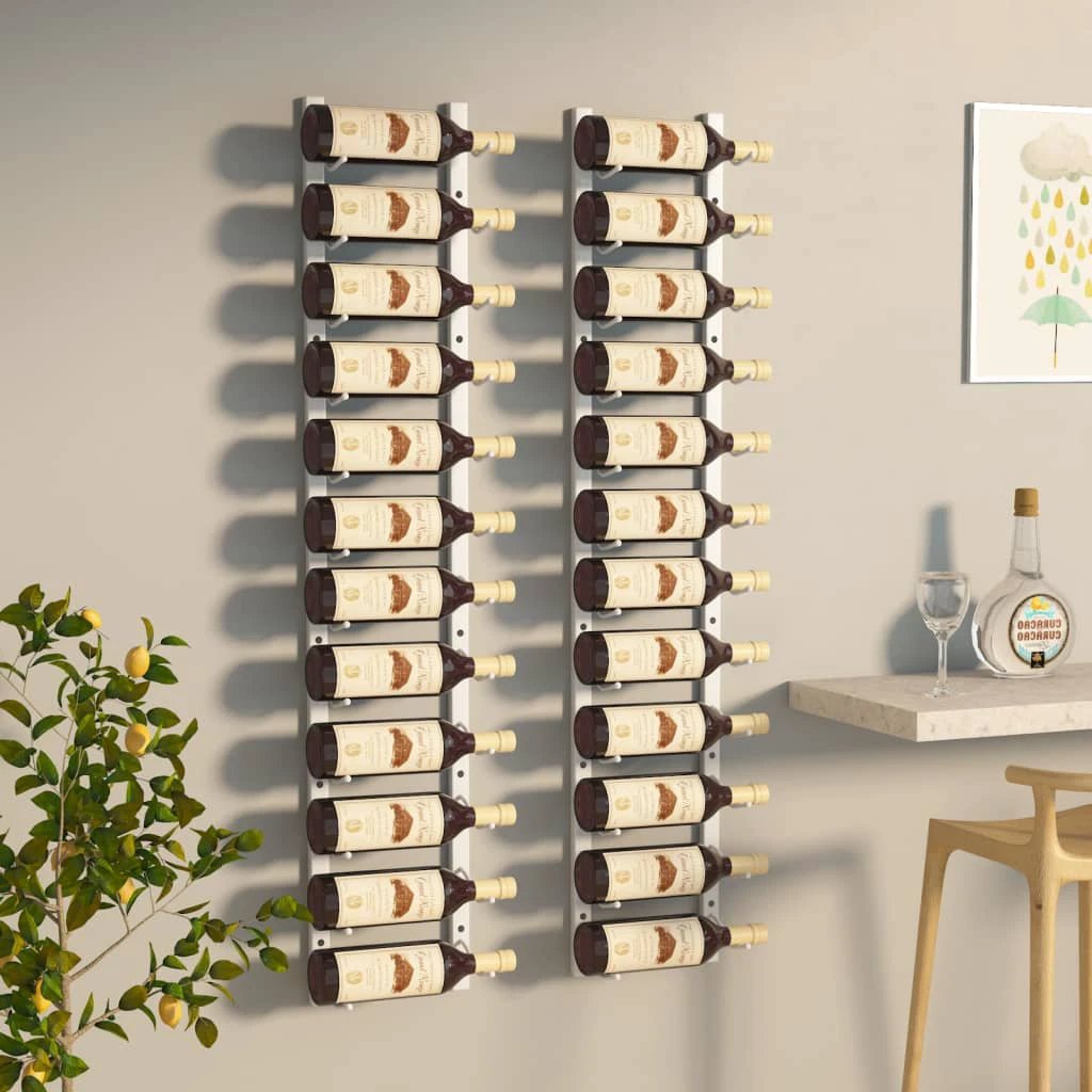 vidaXL Wall Mounted Wine Rack for 12 Bottles White Iron by vidaXL