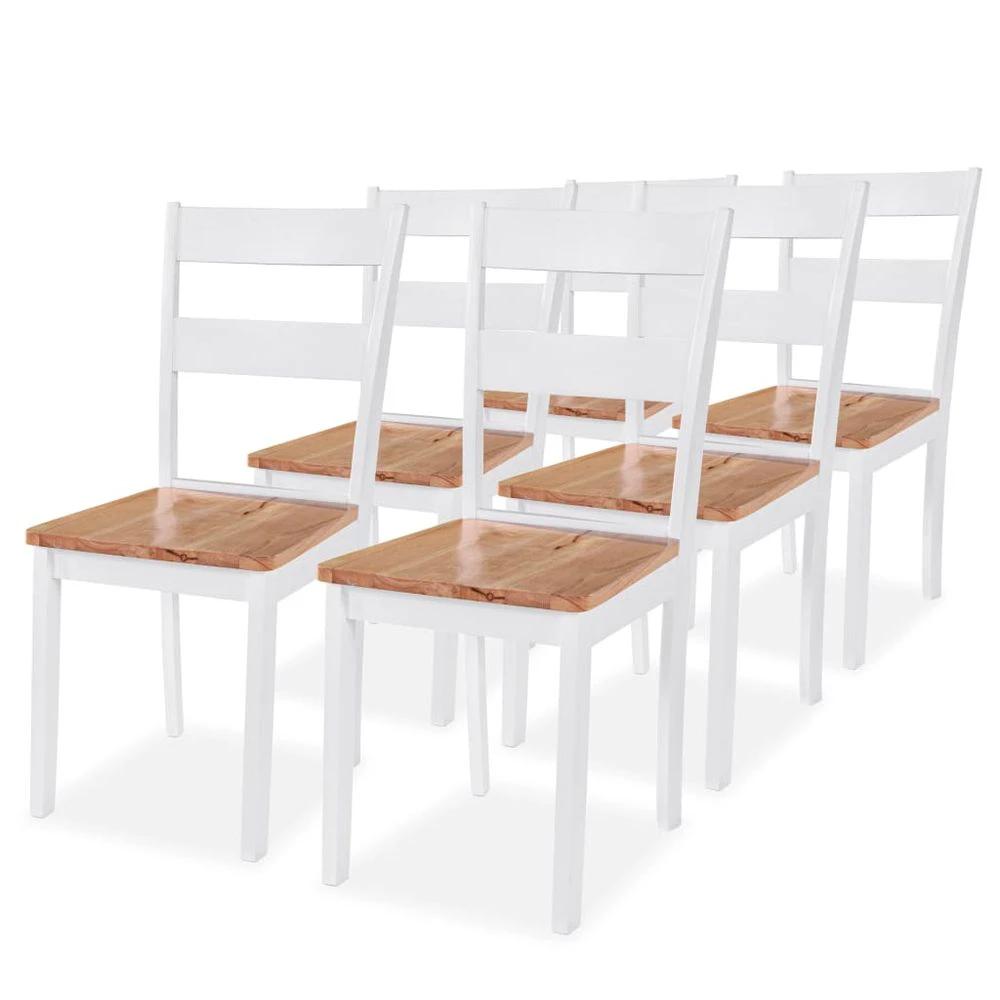 vidaXL Dining Chairs 6 pcs vidaXL White Solid Rubber Wood - Chairs Wooden Chairs