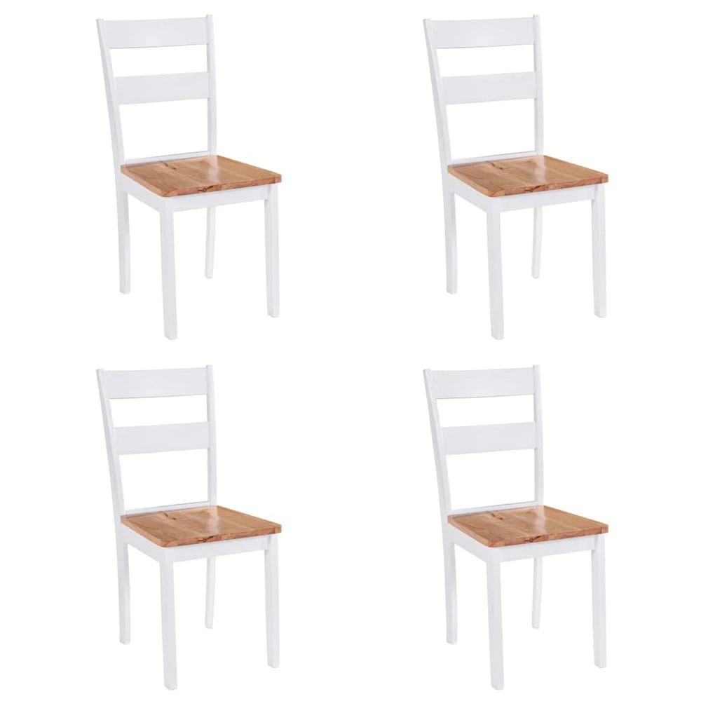 Dining Chairs 6 pcs vidaXL White Solid Rubber Wood by vidaXL