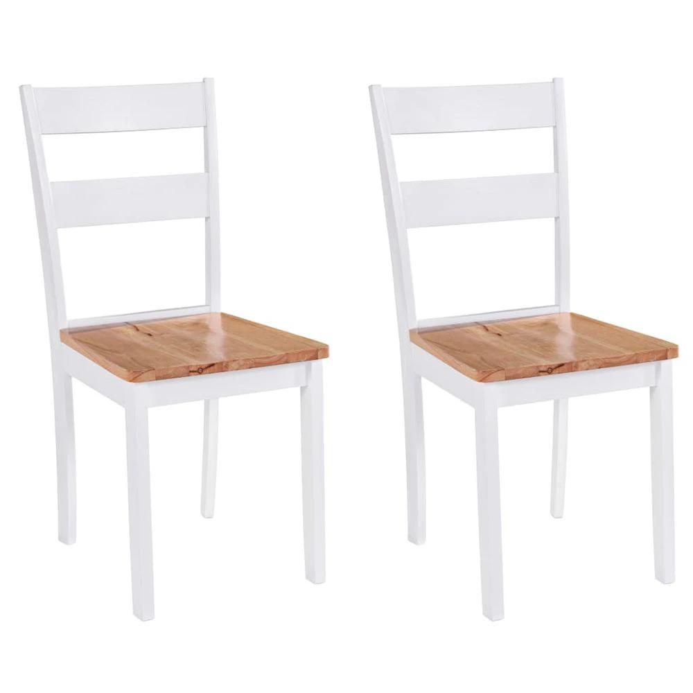 Dining Chairs 6 pcs vidaXL White Solid Rubber Wood by vidaXL