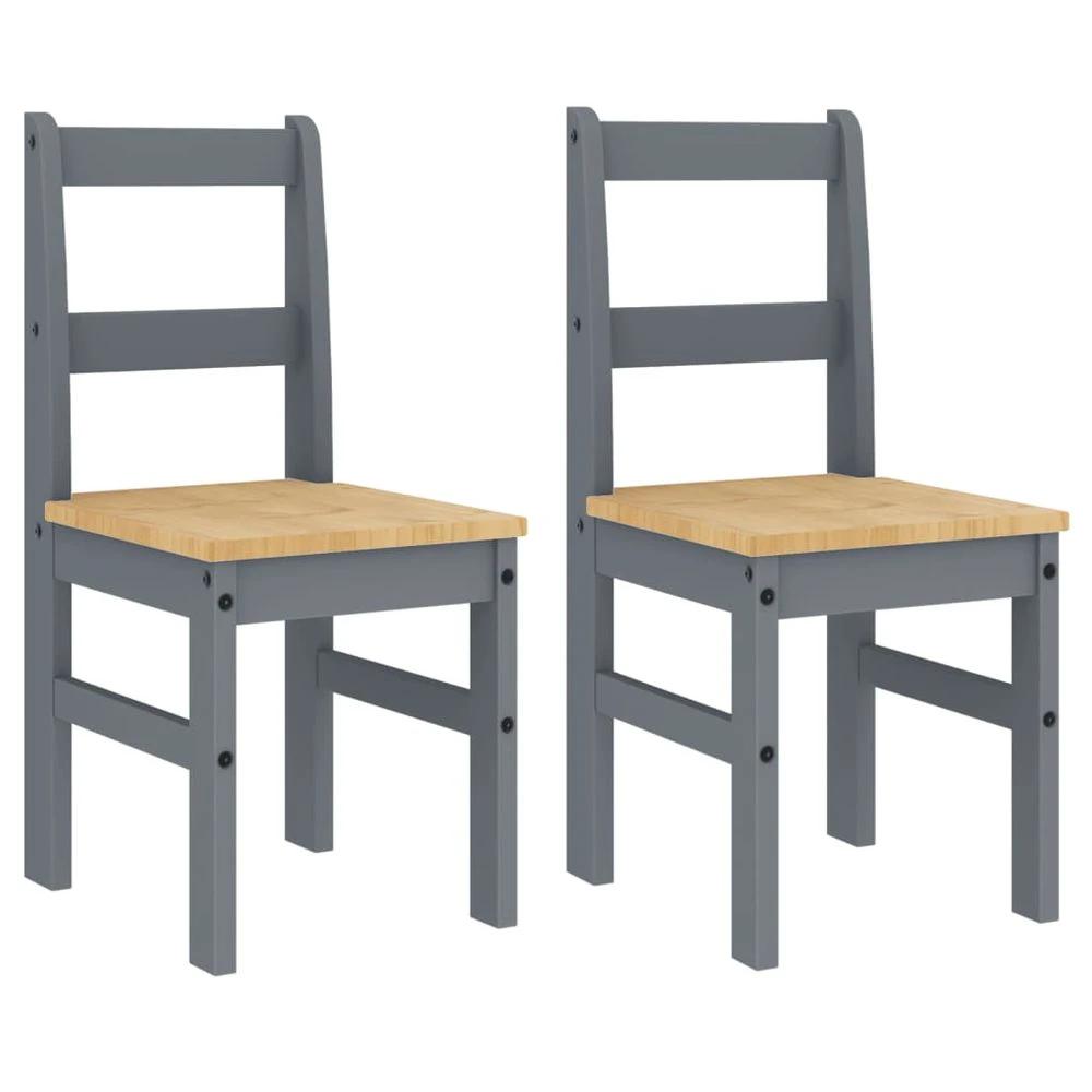 Dining Chairs 2 pcs Panama Grey vidaXL 40x46x90 cm Solid Wood Pine by vidaXL