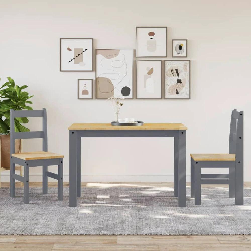 Dining Chairs 2 pcs Panama Grey vidaXL 40x46x90 cm Solid Wood Pine by vidaXL