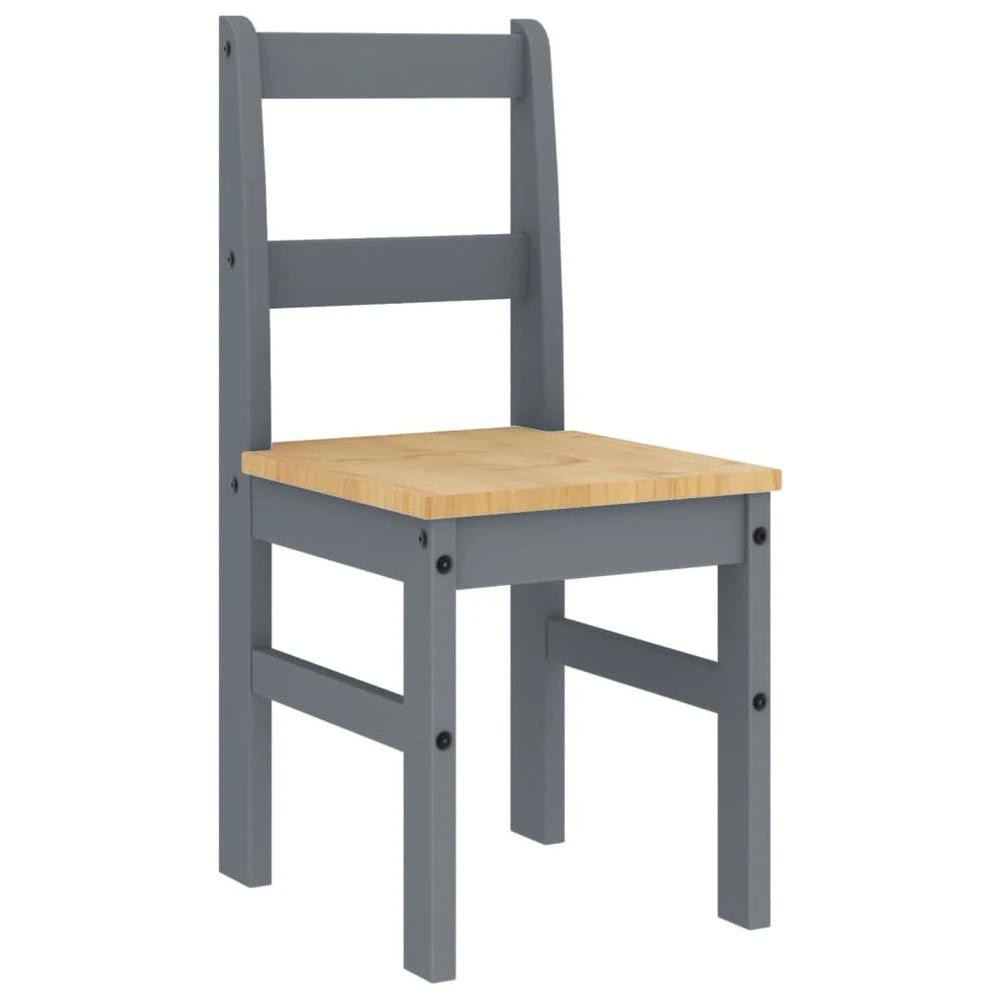 Dining Chairs 2 pcs Panama Grey vidaXL 40x46x90 cm Solid Wood Pine by vidaXL