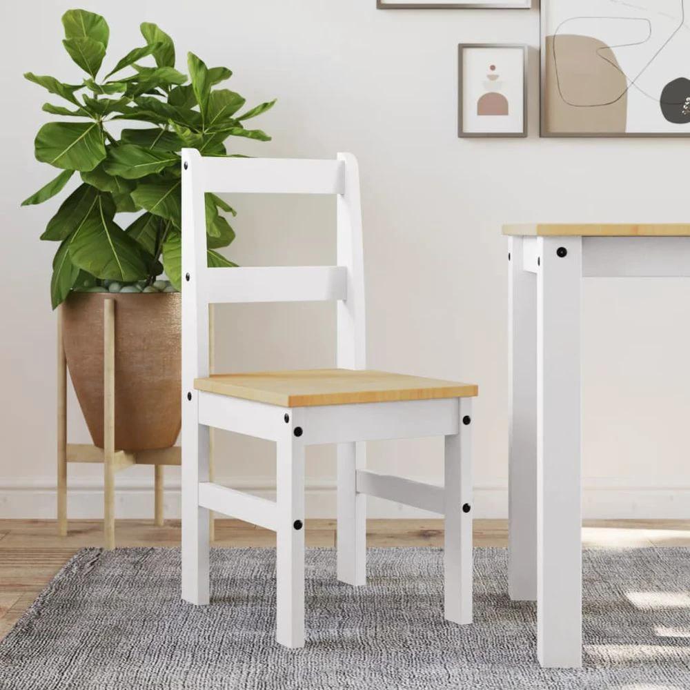 vidaXL Dining Chairs 2 pcs Panama White 40x46x90 cm Solid Wood Pine - Wooden Chairs