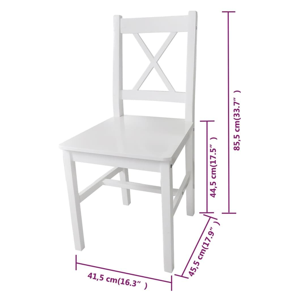Dining Chairs 6 pcs vidaXL White Pinewood by vidaXL