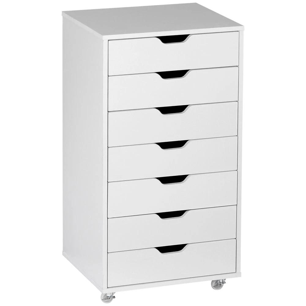 Vinsetto Mobile Filing Cabinet, 7-drawer File Cabinet with Wheels, White by Vinsetto
