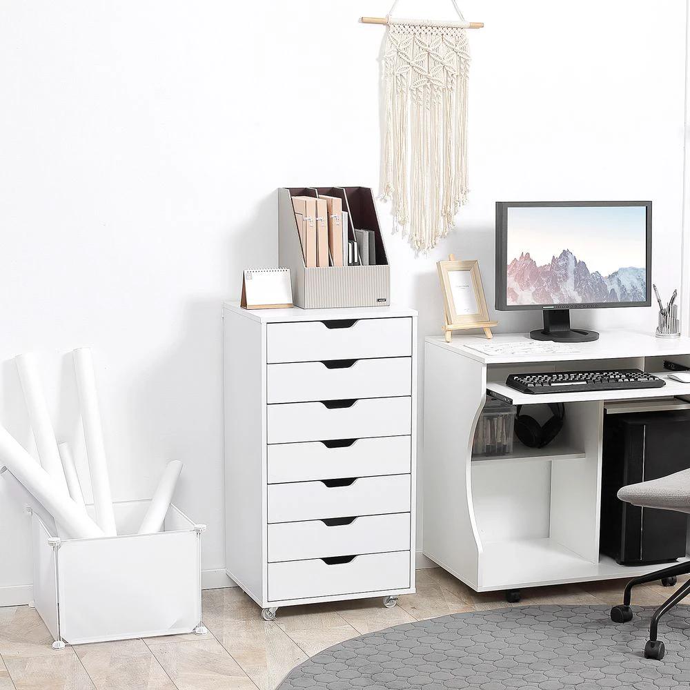 Vinsetto Mobile Filing Cabinet, 7-drawer File Cabinet with Wheels, White by Vinsetto