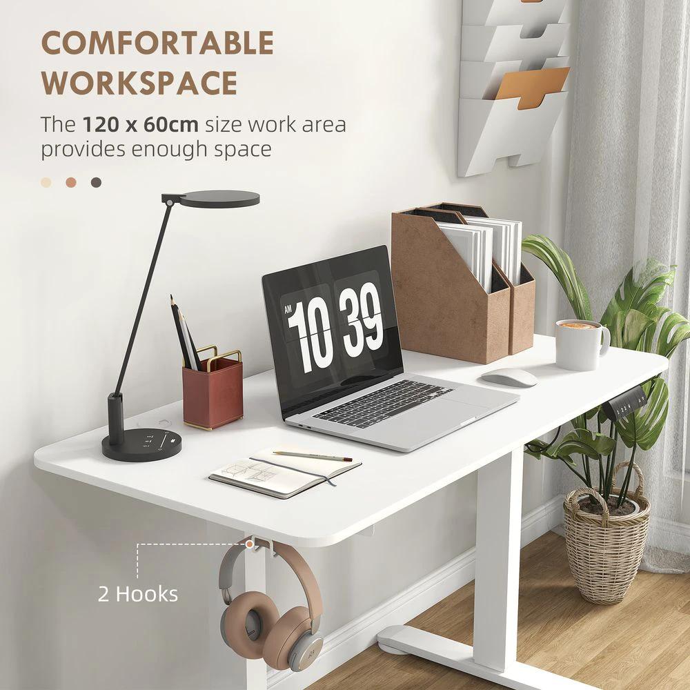 Vinsetto Vinsetto Adjustable Desk, Electric Standing Desk for Home Office, White - Desks Desk
