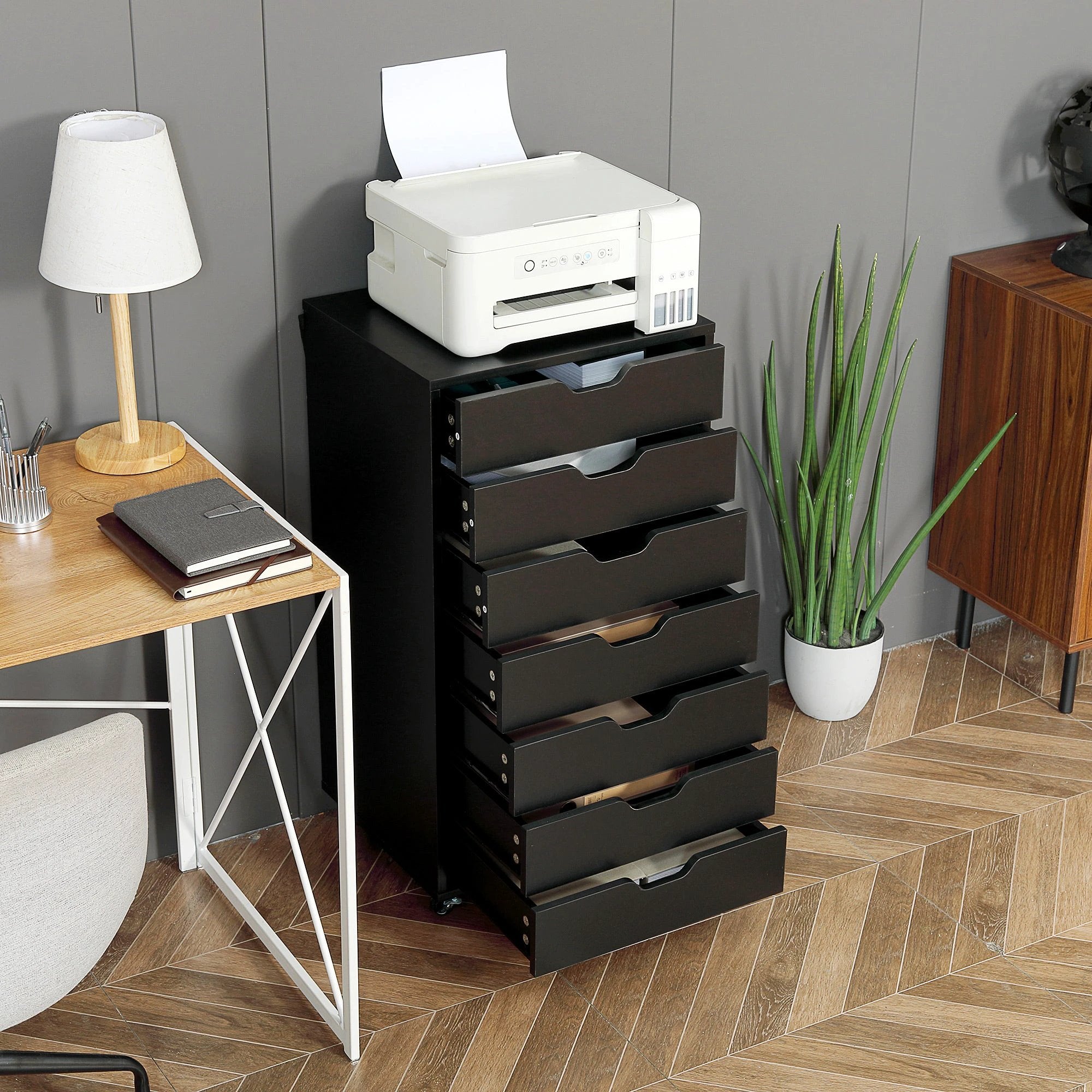 Vinsetto Mobile Filing Cabinet, 7-drawer File Cabinet with Wheels by Vinsetto