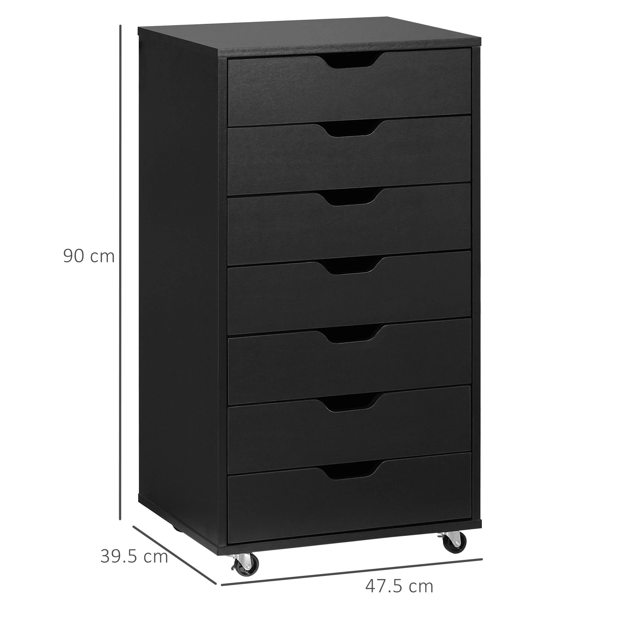 Vinsetto Vinsetto Mobile Filing Cabinet, 7-drawer File Cabinet with Wheels - Filing Cabinet