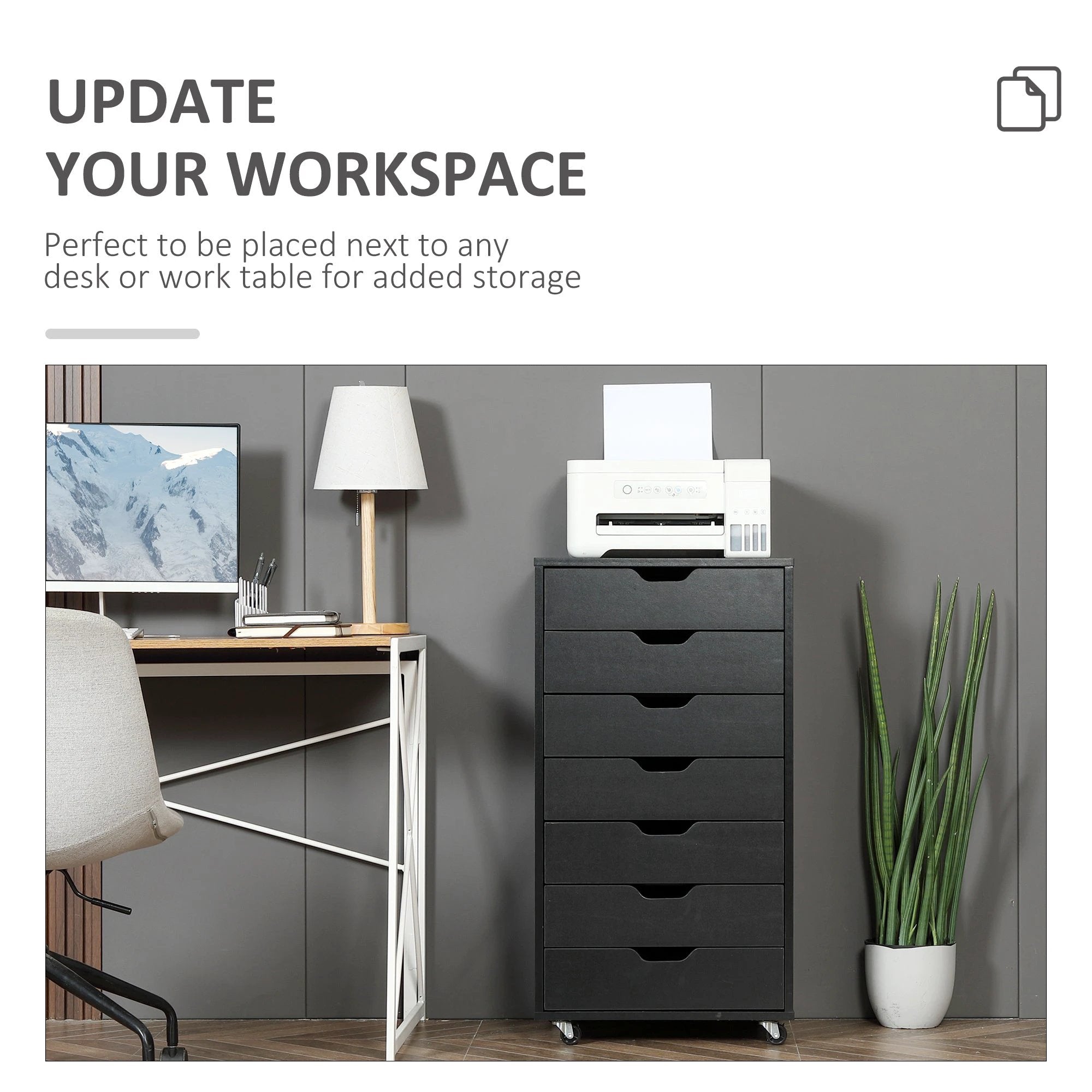 Vinsetto Vinsetto Mobile Filing Cabinet, 7-drawer File Cabinet with Wheels - Filing Cabinet