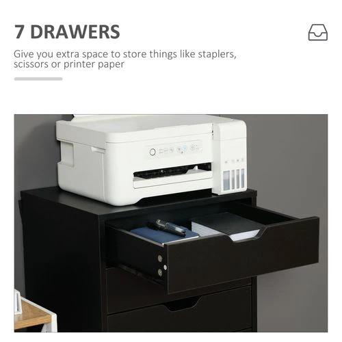 Vinsetto Vinsetto Mobile Filing Cabinet, 7-drawer File Cabinet with Wheels - Filing Cabinet