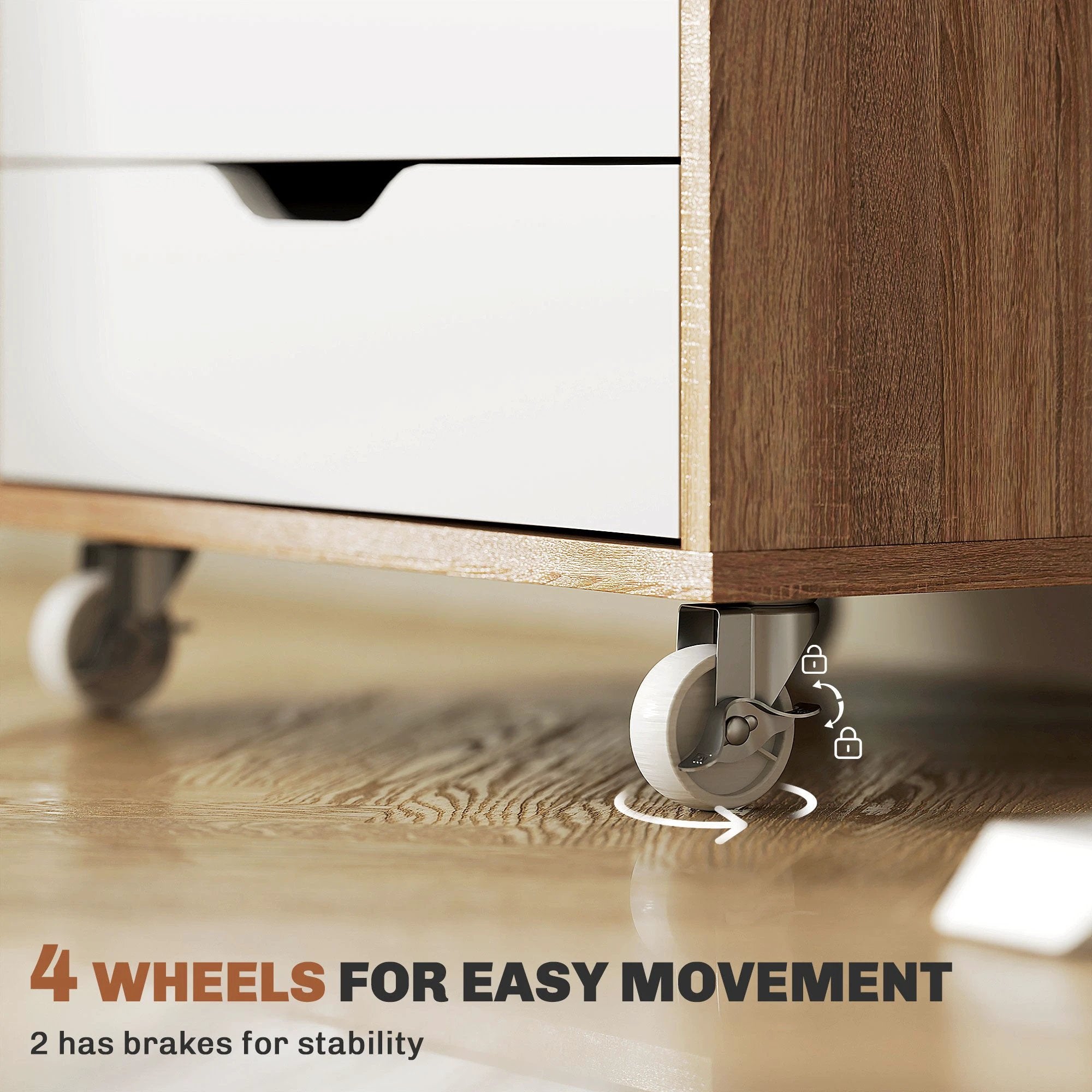Vinsetto Vinsetto Mobile Filing Cabinet, 5-drawer File Cabinet with Wheels, Oak - Filing Cabinet