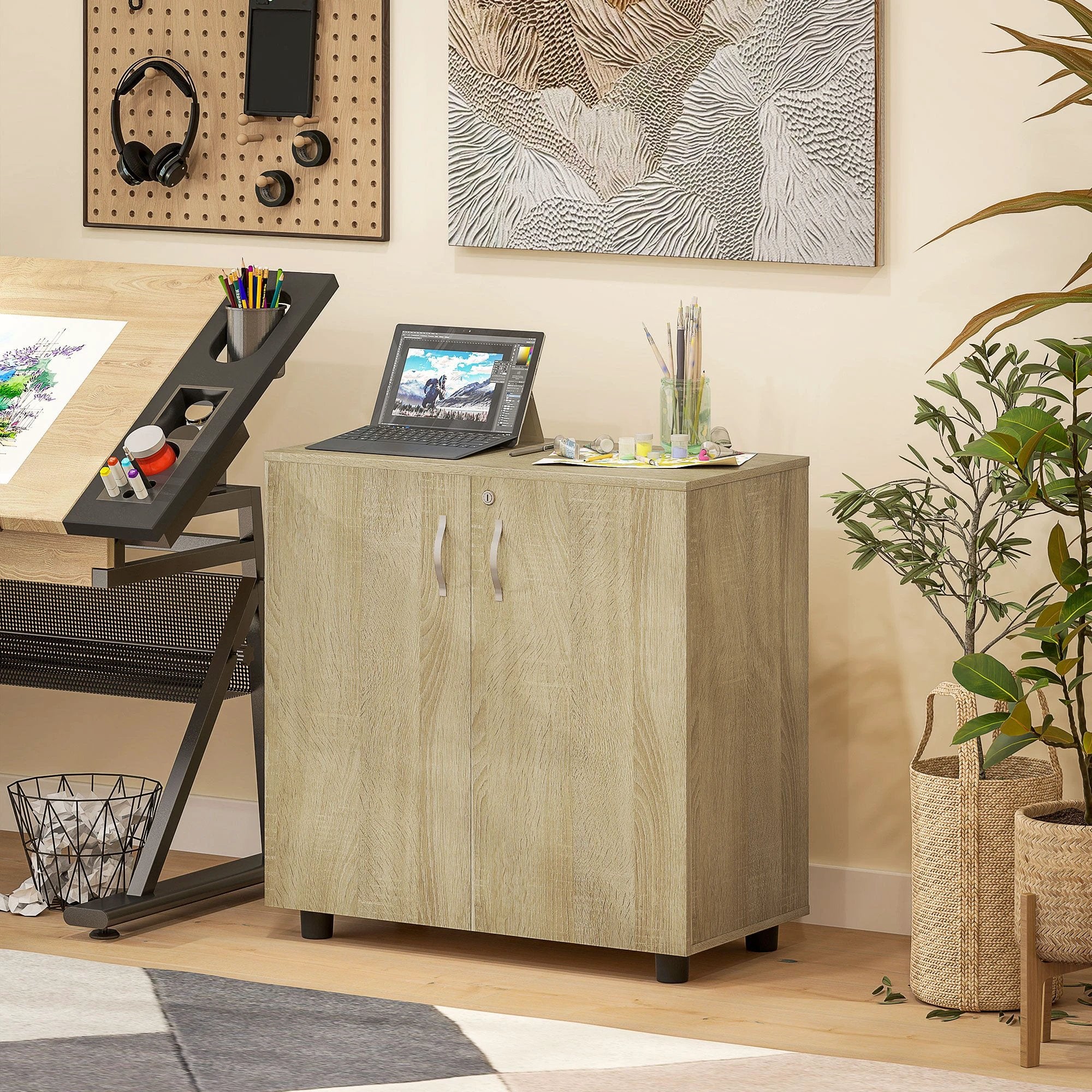Vinsetto Vinsetto 2-Tier Locking Filing Cabinet Office Storage Cabinet - Filing Cabinet