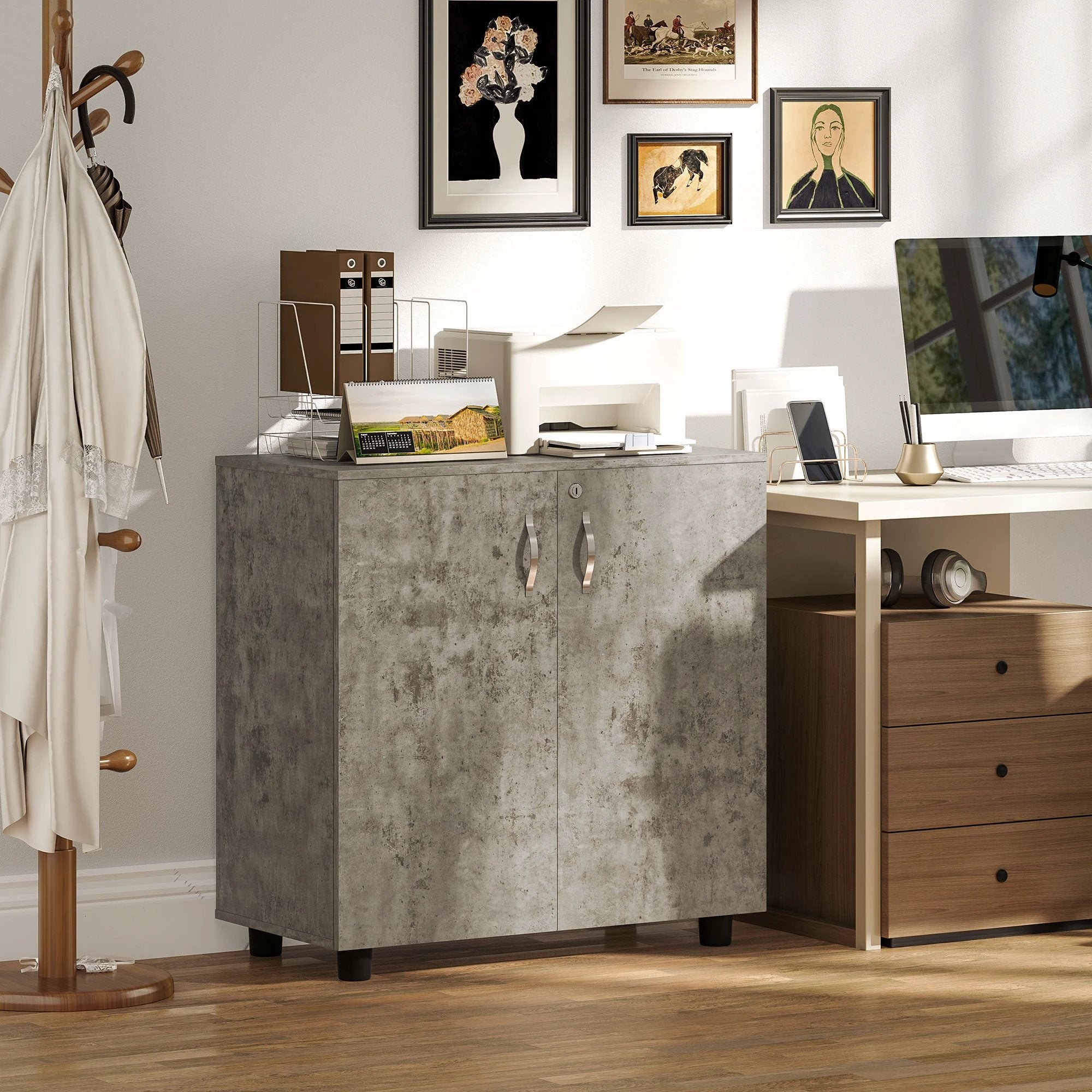 Vinsetto 2-Tier Locking Filing Cabinet Office Storage Cabinet by Vinsetto