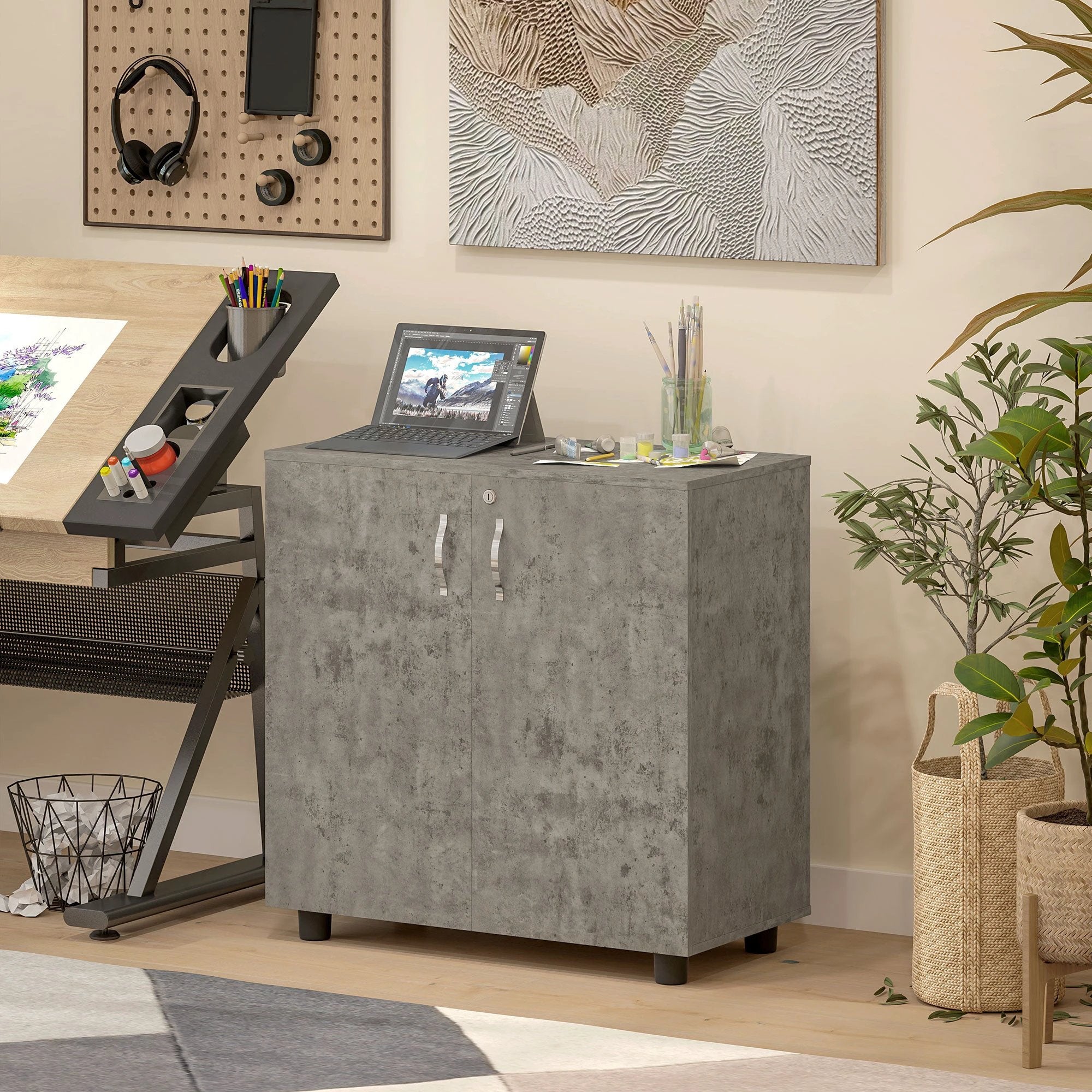 Vinsetto 2-Tier Locking Filing Cabinet Office Storage Cabinet by Vinsetto