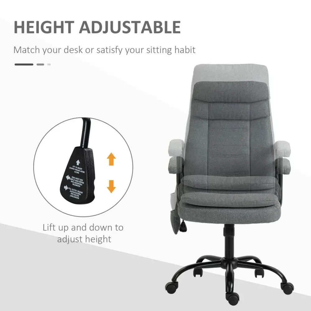 Vinsetto 2-Point Massage Office Chair Linen-Look Fabric Adjustable Height Chair Grey - Office Chair