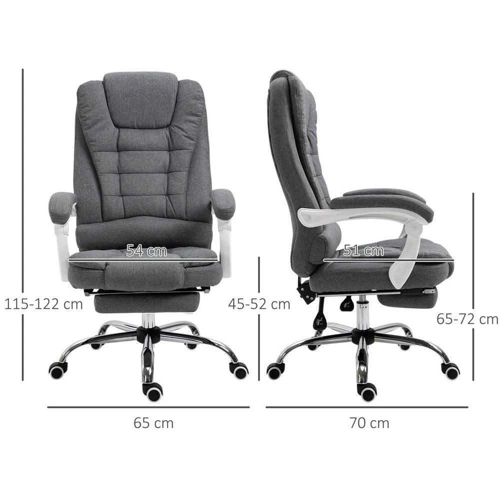 Computer Office Chair Home Swivel Task Recliner w/ Footrest, Arm, Grey by Vinsetto