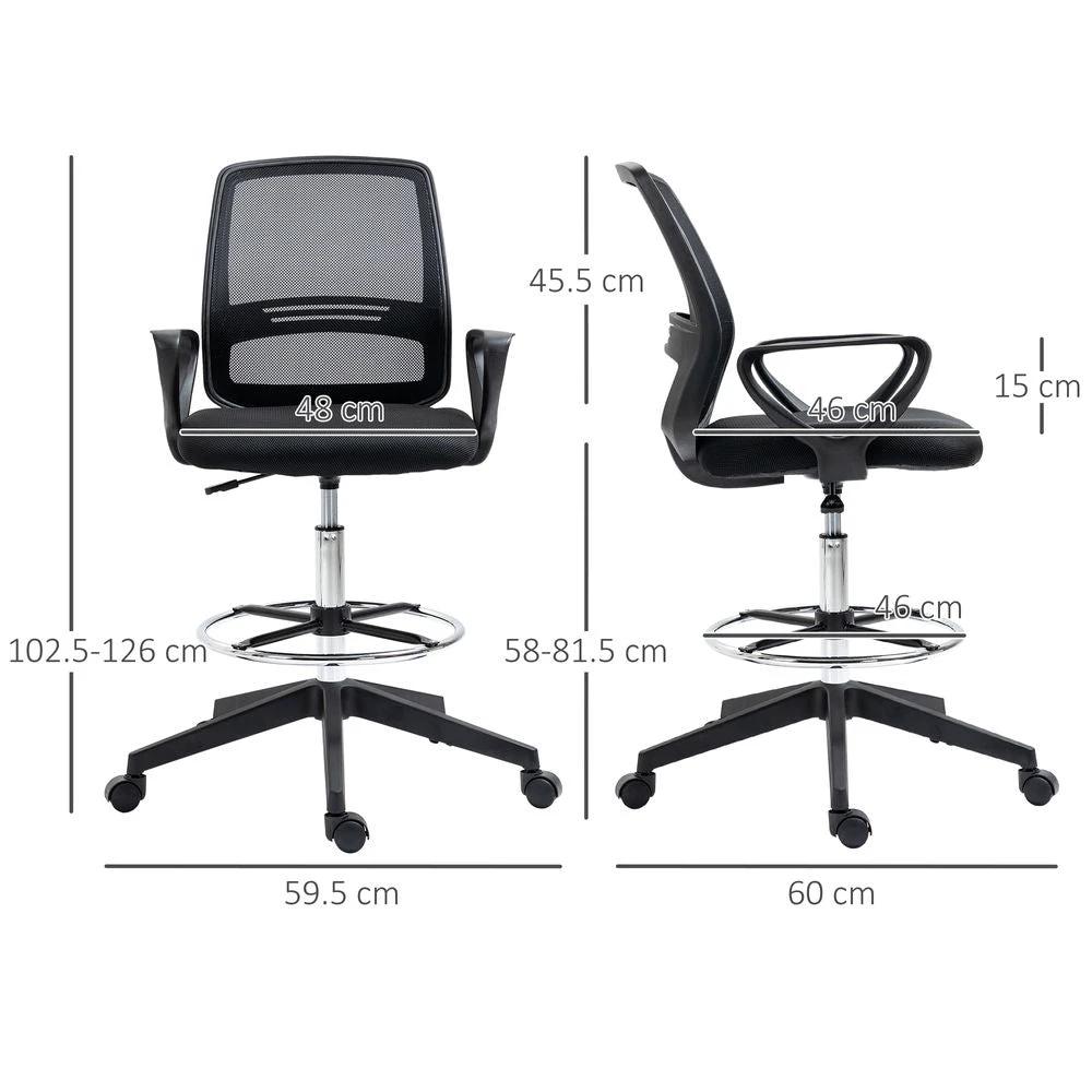Drafting Chair Tall Office Chair with Adjustable Height and Footrest by Vinsetto