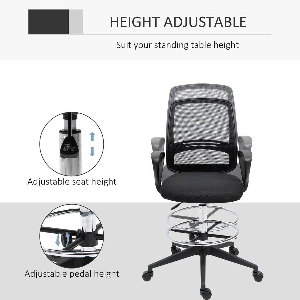 Vinsetto Drafting Chair Tall Office Chair with Adjustable Height and Footrest - Office Chair
