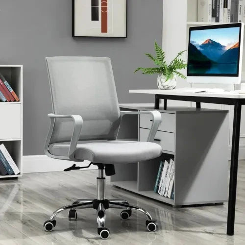 Vinsetto Ergonomic Office Chair Adjustable Height Mesh Chair with Swivel Wheels Grey - Office Chair