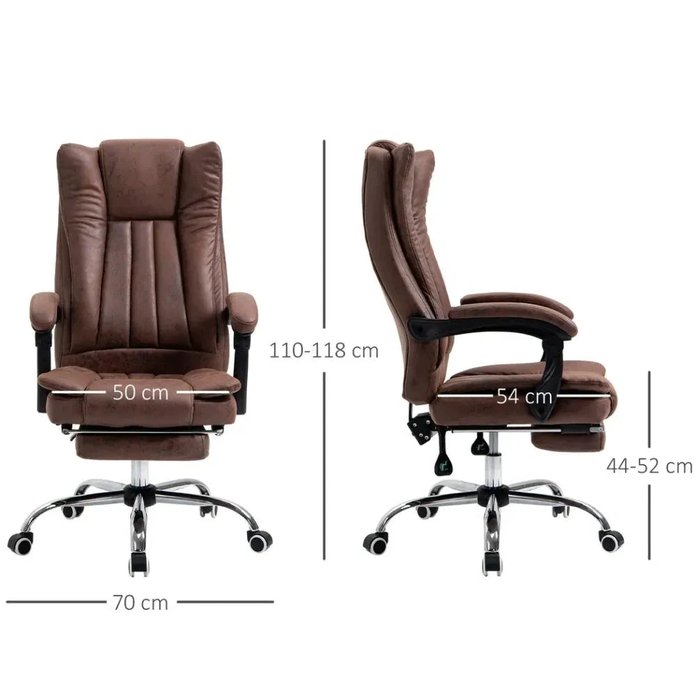 Executive Office Chair Computer Swivel Chair for Home with Arm, Footrest, Brown by Vinsetto