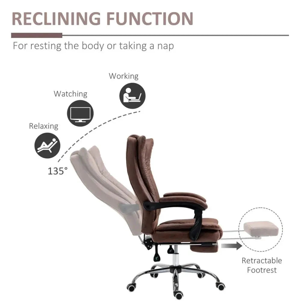 Executive Office Chair Computer Swivel Chair for Home with Arm, Footrest, Brown by Vinsetto